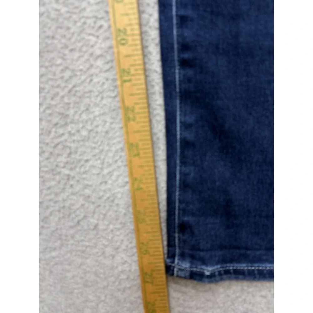 Paige Brigitte Straight Jeans Womens 27 Blue Dark Wash‎ Mid Rise Distressed